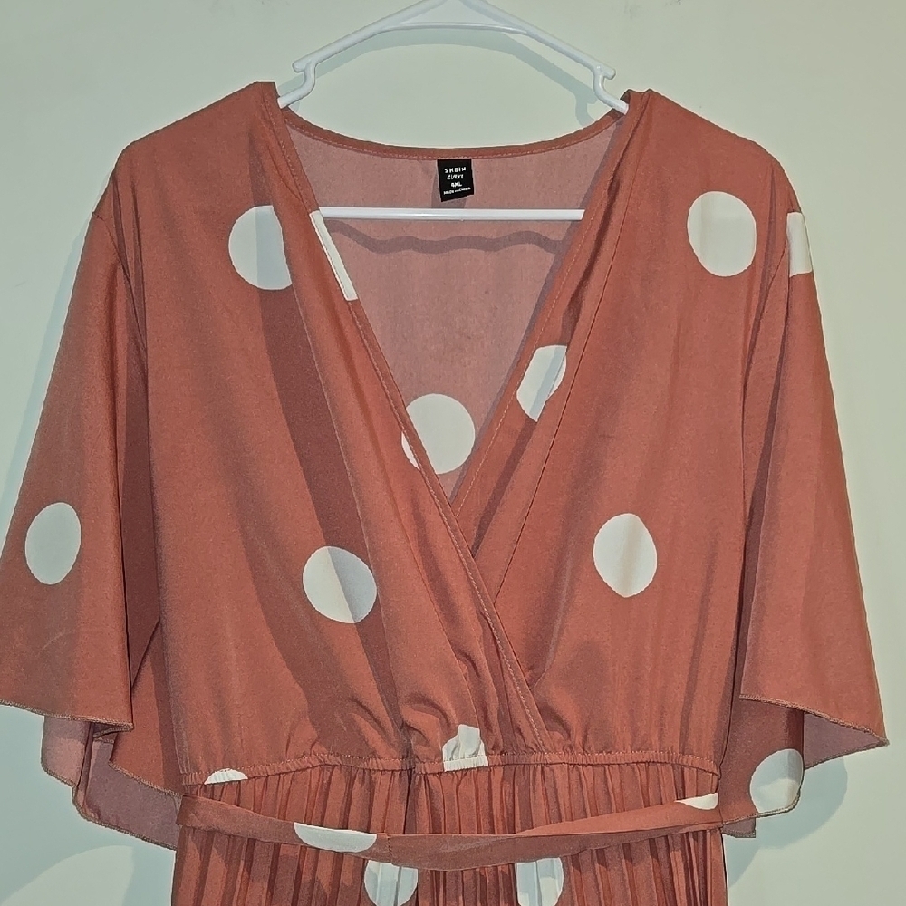 SHEIN Pink and White Wrap Tie Front Maxi Dress - Picture 3 of 8